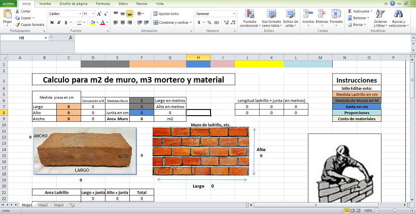 Calculo De Ladrillo Y Mortero En Excel - Ingeniero Daniel RG